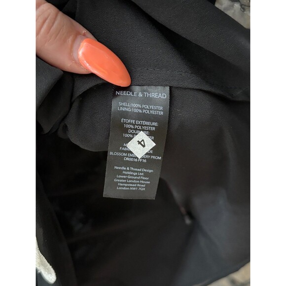 Needle & Thread Sz 2 Beaded Embroidered Black White Floral Prom Dress Homecoming - Picture 7 of 9